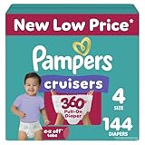 Pampers Diapers - Cruisers 360 - Size 4, 144 Count, Babyproof up to 100% Leakproof Pull-On Diaper