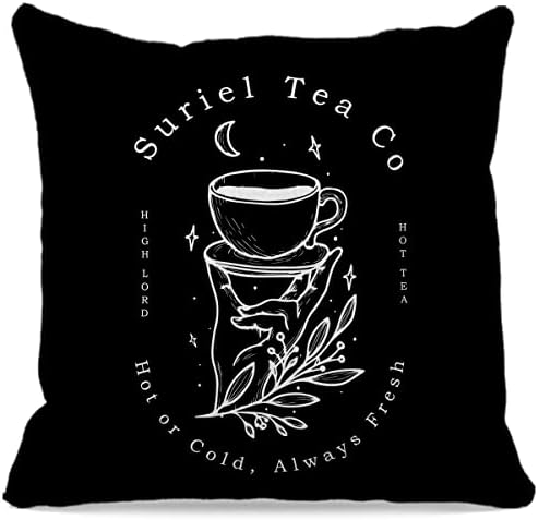 ACOTAR Gift Suriel Tea Co Throw Pillow Case 18″×18″,A Court Of Thorns And Roses Bookish Decorative Cushion Cover for Library Home Living Room Bedroom Couch Sofa,Gifts for Book Lovers Teens Readers