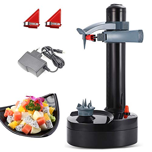 ZN ÉPlucheur éLectrique De Fruit Et De Légume, Machine Tournante Automatique Multifonctionnelle De Fruit Et De Légume D'acier Inoxydable noir