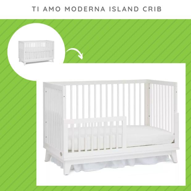 Image of CC KITS Toddler Bed Safety Guard Rail for Ti Amo Convertible Cribs by Bivona - Solid Wood Rail for Convertible Crib to Toddler Bed Conversion - Safety Bed Rail for Children (Option 2, White)