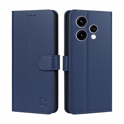 Image of AIBEX Shock Proof Flip Compatible for Oppo Reno 15 5G Flip Cover Leather Finish | Inside TPU with Card Pockets | Wallet Stand | Complete Protection Flip Case Blue