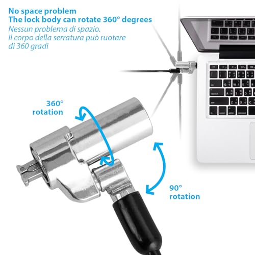 Cable Technologies 180 cm Nano Steel Anti-Theft Security Cable for Notebook Kensington Nanosaver Security Slots, Key Lock - Image 3