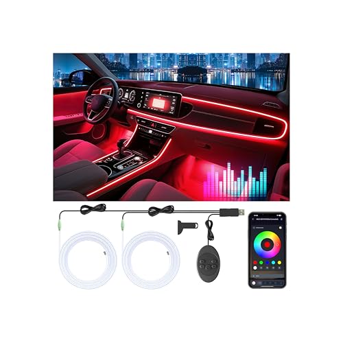 Car Led Strip Lights, Interior Car Lights, App Control Ambient Lighting Kit With RGB 16 Million Colors Fiber Optics&Music Sync Rhythm, USB Neon Light Accessories for Center Console&Dashboard, Upgraded