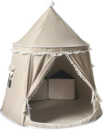 GEBYUI キッズテント 室内用お城プレイハウス〜組み立て簡単キャンバス素材・知育玩具機能付き、女の子男の子両対応、家庭親子部屋・幼稚園で活用可能な子供用遊びテントハウス〜?