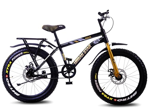 URBANSTAR Hulk | IBC | 20T BMX | in-Built Carrier | D/D | Fat Tyres | Semi Assembled | 20 T (inch) Fat Tyre Cycle (Single Speed, Black, Rigid)