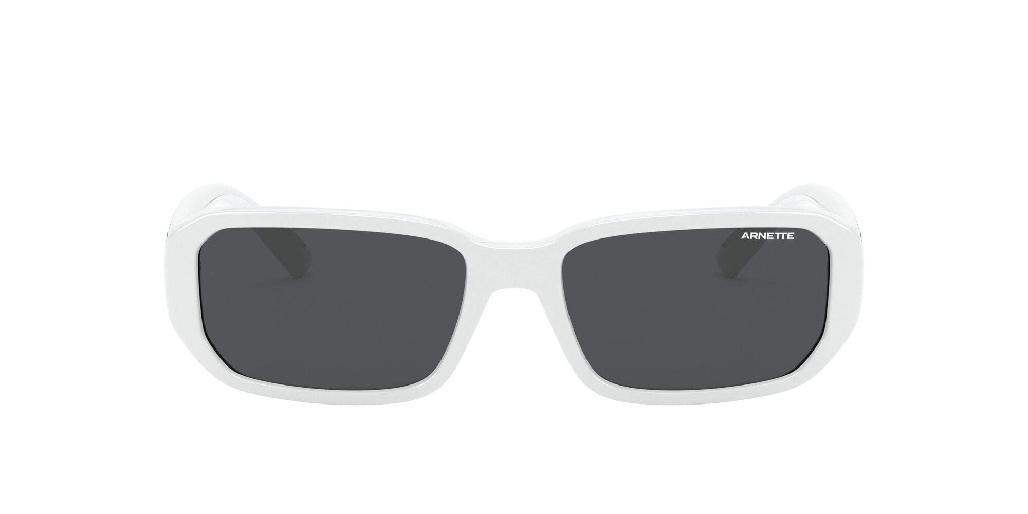 ARNETTEMan Sunglasses Shiny White Frame, Dark Grey Lenses, 55MM