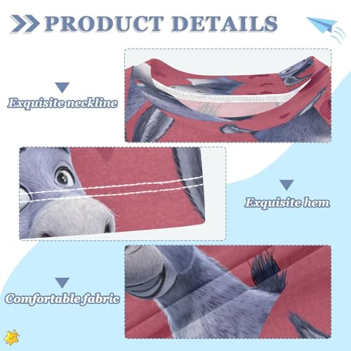 Boys Short Sleeve T-Shirts Donkey Funny Heart Rashguard Kids Swim Shirts Sun UPF 50+3