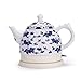 Produktbild AWGPB Elektrischer Wasserkocher Keramik Automatische Abschaltung Fast Boiling China Vintage Blauen Und Weißen Porzellan Stil 1l Kocht Wasser Schnell Für Tee Kaffee Suppe Haferflocken