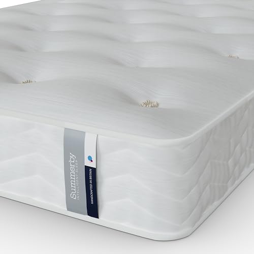 Summerby Sleep Single Mattress, Egyptian Cotton and Eco-Comfort Spring Hybrid For Single Bed , Size: 90 x 190Cm, White