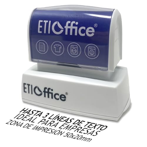 Sello Personalizado empresa: 3 Líneas de Texto. Sello Automático para Documentos de oficina, Dirección