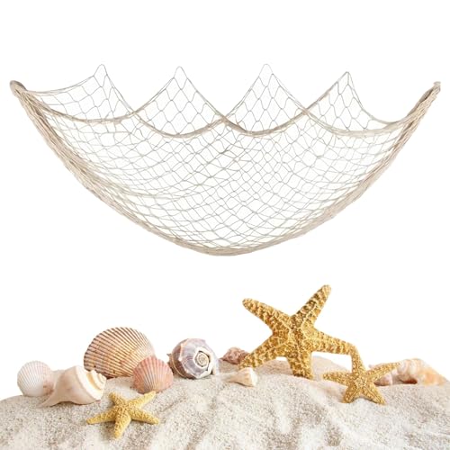 Rete da Pesca,Decorazioni in Stile Marittimo,Decorazione Rete da Pesca,Adatto a feste,Matrimoni,Arredamento per la casa,Fotografia,1 x 2M,Bianco sporco