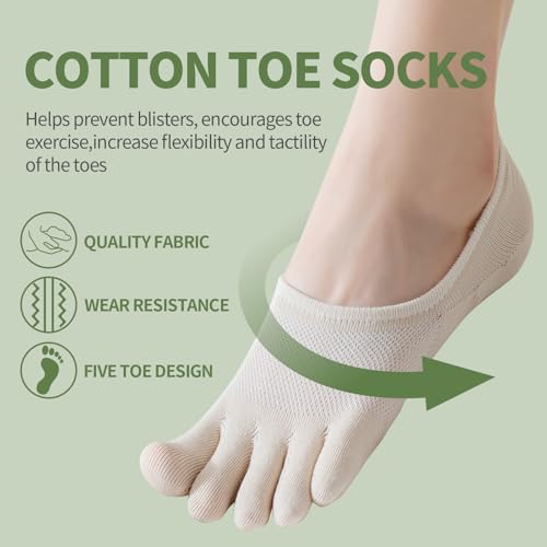 Mottee&Zconia 6 Pairs Women's No Show Toe Socks Cotton Low Cut Five Finger Sock for Women Athletic Running Socks2