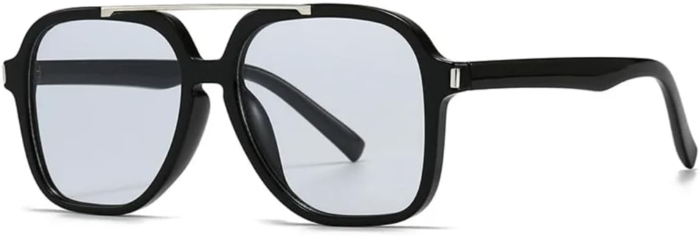 Fashion Oversized Square Double Bridges Sunglasses Women Shades Uv400 Retro Rivets Men