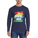 Fyralune Camiseta Personalizada Hombre Manga Larga Diseña tu Logo, Foto o Texto, Camisetas Personalizado para Hombre y Mujer, añade tu Imagen, para Uso Diario, Trabajo, Viajes, Deportes