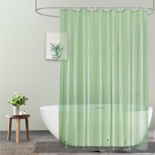 UFRIDAY Sage Green Clear Shower Curtain Liner, 72 x 78 inches, Long Plastic Bathroom Shower Curtain with Rustproof Metal Grommets and 5 Weighted Magnets by UFRIDAY - Used condition - US$13.09