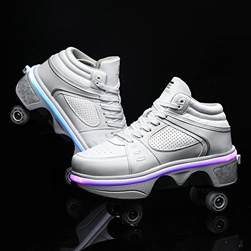 Patins de rolo de deformação de LED para meninos e meninas para adultos, sapatos de caminhada automá