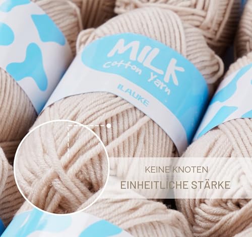 ilauke Baby Häkelgarn - 12x50g Acryl Fluffy Ball - Antipilling Hellbraun – Bild 4