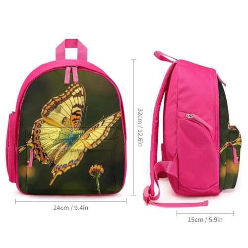 Flying Golden Butterfly Backpack for Men Women, Durable Small Bookbag Lightweight Daypack for Travel, Hiking, Pink-style2
