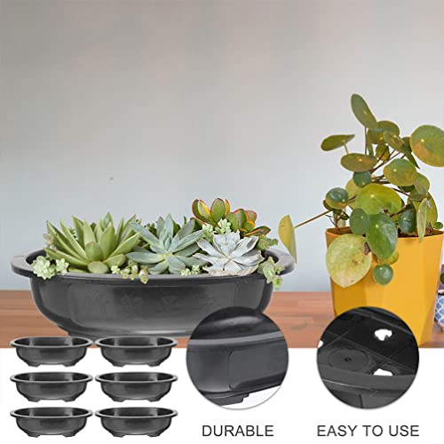 Eringogo 6 Pcs Bonsai Training Pots, 15'' Oval Bonsai Planter Pot With Drainage Hole, Plastic Large Deep Flower Pot Plants Growing Pots For Nursery, Garden, Balcony #TOP4