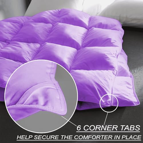 Image of Eastern King Size Comforter Set - All Season Down Alternative Bedding Comforter Set - Quilted Duvet Insert with Corner Tabs - Box Stitched Blanket - Breathable, Soft - Lavender