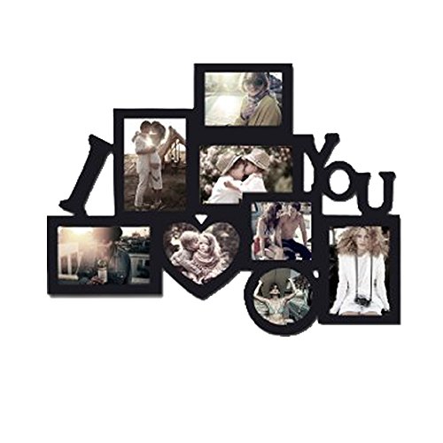 I Love You Picture frame Puzzle Collage frame, Dimensional, Holds 8 Photos, Easy to Hang, Black Nice Finish! Memory Keepsake! puzzle design collage, modern art.