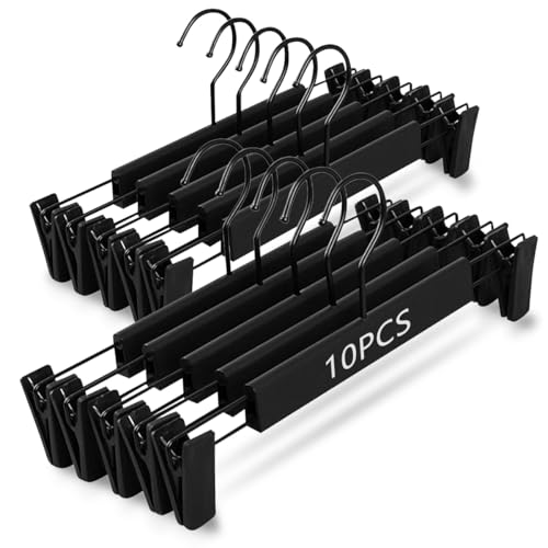 Reviews de Perchas para faldas los más solicitados. 45 MXHIGO 10Pcs Ganchos para Pantalones con Pinzas de Alta Resistencia, Perchas de Plástico PP para Ropa Jeans y Falda, Antideslizantes, Ajustables, Ligero y Duradera, Ganchos...