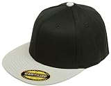 Flexfit Original Blank Flatbill Premium Fitted 210 Hat Cap Flex Fit Flat Bill Two Tone Large/XLarge - Black/Grey