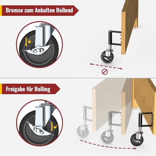 HOLKIE Torrolle 100mm mit Federbelastung, Rad mit Robuster Federung, Perfekt für Holztore, Zäune und Gartentor, Schwerlast-Torräder, Drehbare Torrolle, Belastbarkeit 100 Kg Schwarz
