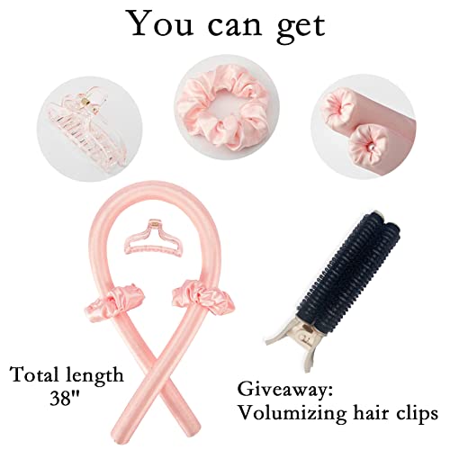 Curling Curlers Rod Headband For Women, No Heat Hot Rollers Curl Curls With Hair Clips Scrunchie Rods Satin Big Soft Silk Foam Pink Curler Curly Wireless Waves Ribbon Sleep Flex #TOP1