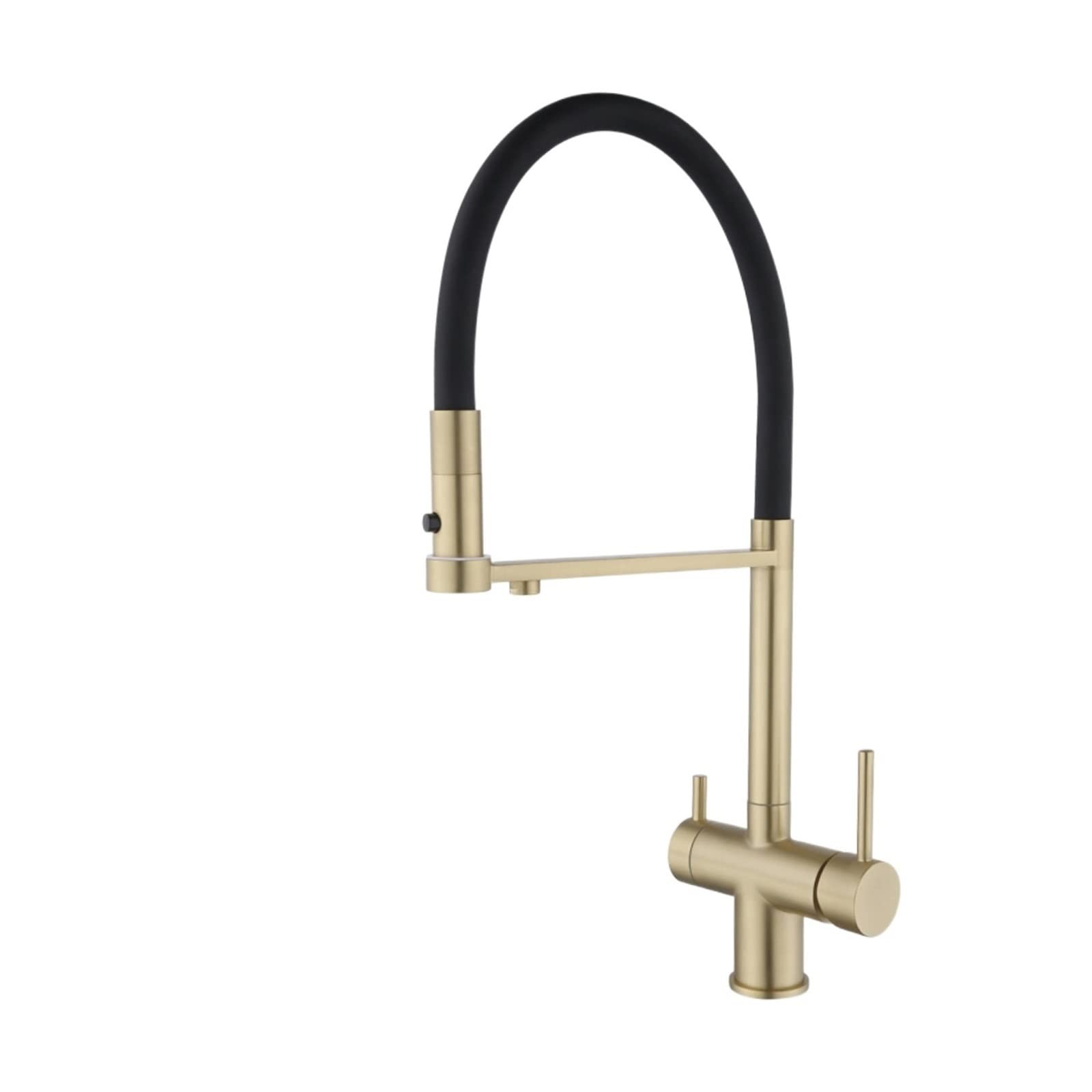 Robinet intelligent en laiton doré brossé avec double poignée eau chaude froide