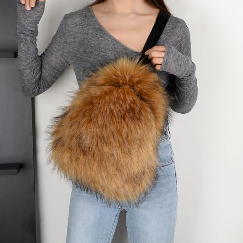 Sling Bag for Women Crossbody Chest Bag Cute Purse Fuzzy Fur Bag for Outdoor Hiking Trips2