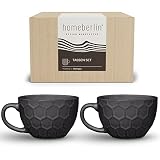 HOMEBERLIN® Design Cappuccino Tassen Set | Kaffeetasse aus hochwertigem Steingut | 200ml | Extra dickwandige Tasse | Modernes Kaffeetassen Set aus 100% Handfertigung