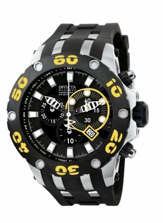CrN^ Invicta Men's 0902 Subaqua Reserve Chronograph Black Dial Black Polyurethane Watch  fB[X rv ysAiz