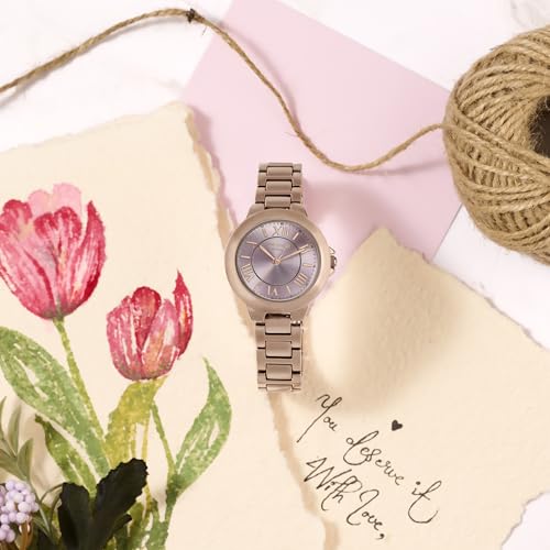 Image of Sonata Poze 8 Quartz Analog with Pink Dial Rose Gold Alloy Strap Watch for Women - SP80158WM01W