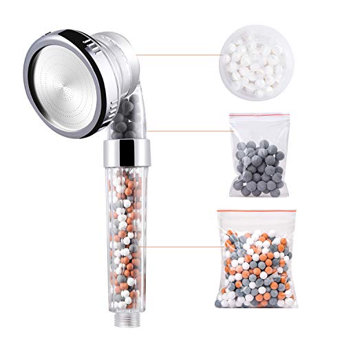 NOVKIT Mineralperlen Nachfüllset 9 Pack Filterstein für Duschkopf, Mineralsteine zu Entfernung Chlor und Reinigung Dusche Wasser