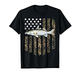 Camo American Flag Snook Fishing 4th Of July T-Shirt