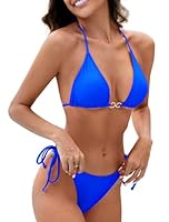 Evolyline Triangel Bikini Damen Set Sexy, Brazilian Bikini Set Ties-up Neckholder, String Tanga Push Up Bikini Set Damen Shape Bademode Low Waist Zweiteiliger Badeanzug
