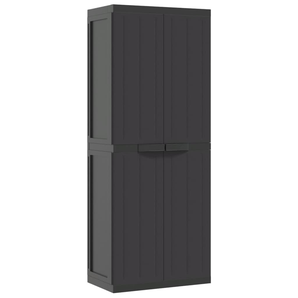 ZEYUAN Armario de almacenaje Exterior PP Negro 65x37x165 cm, Armario Exterior Escobero, Mueble Exterior Almacenaje, Armario Exterior Jardin, Muebles Jardin Exterior - 364206