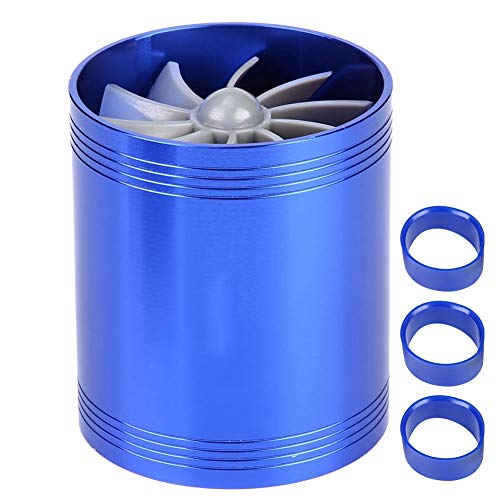 Duokon Car Air Intake Turbonator Dual Fan Turbine Super Charger Gas Fuel Saver Turbo(Blue)