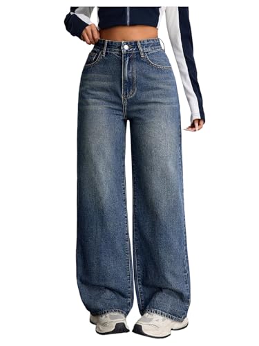 SOLY HUX Women's High Waisted Wide Leg Baggy Jeans Casual Loose Denim Pants