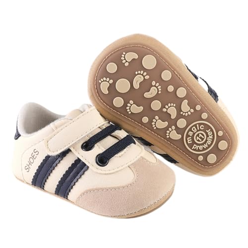 Image of Bellocasa Baby Boys Girls Sneakers Toddler Non-Slip Soft Rubber Sole First Walking Shoes Infant Newborn Crib Dress Shoes