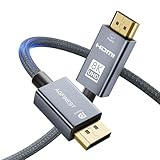 Cable DisplayPort a HDMI 8K de 3 pies – 8K a 60Hz 4K a 240Hz, fuente activa DP 1.4 a pantalla HDMI 2.1, nailon trenzado, carcasa de aleación, cable unidireccional para laptop, PC, tarjeta gráfica para