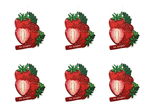 Air Jungles Car Air Fresheners Hanging 6 Count, Strawberry Car Scents Air Freshener, Natural Essential Oil For Car Fragrance, Air Fresheners With Odor Eliminator For Automotive, Home, And Office #TOP15