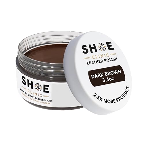 Shoe Clinic Leather Shoe Polish | For Polishing Boot Shoes & Footwear | Restore Natural Colour & Shine | Polishes in Neutral Clear & Colours (Dark Brown) | 100ml