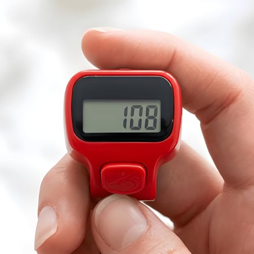 Image of Digital Ring Counter, LCD Display, Finger Tally Clicker for Meditation and Prayer, Ring Style (Pack of 1) (Red)
