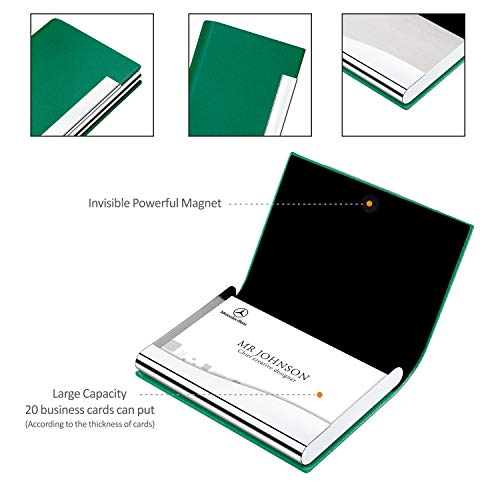 Padike Business Card Holder, Business Card Case Professional Pu Leather & Stainless Steel Multi Card Case,Business Card Holder Wallet Credit Card Id Case/Holder For Men & Women. (U-Green) #TOP2