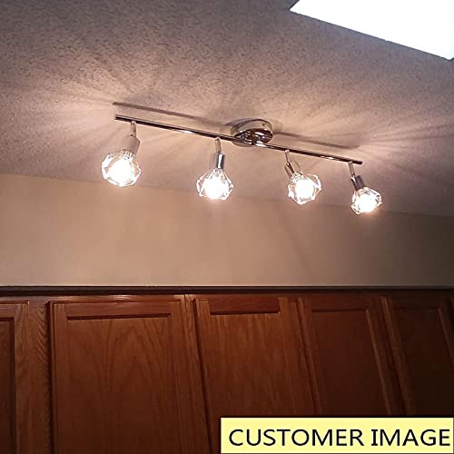 Dllt 4 Lights Track Lighting Kit-4 Way Modern Flush Mount Ceiling & Wall Decorative Lamp With Adjustable Head, Directional Spot Lighting Fixture For Kitchen Bedroom Living Room, E12 (Bulb Included) #TOP1
