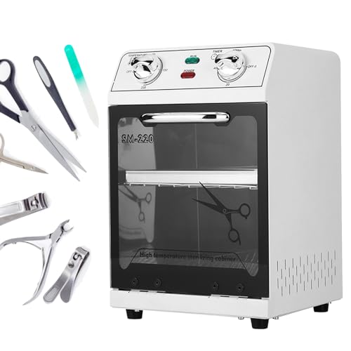 Desinfección Esterilizador Aire Caliente, 600W 8L 220℃ Esterilizador Calor Seco Esterilizador Alta Temperatura Esterilizador Herramientas para Uñas con Temporizador y Luz Indicadora para Peluquería