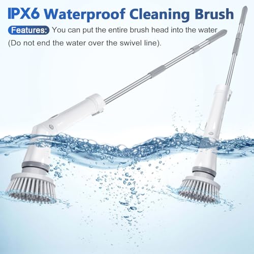 Image of Qimedo Upgrade Rechargeable Electric Scrubber for Cleaning, 45-inch Handheld Spin Scrubber with Extended Long Handle, Cordless Power Dish Scrubber with 6 Brushes for Bathtub Grout Tile Floor
