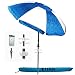 Titan 7 Foot Beach Umbrella with Sand Anchor. Tilting 2 Piece Design. Bundle Includes Cup Holder, 4 Prong Hanging Hook, Corkscrew Anchor, 2 Waterproof Phone Cases, and Carrying Bag.